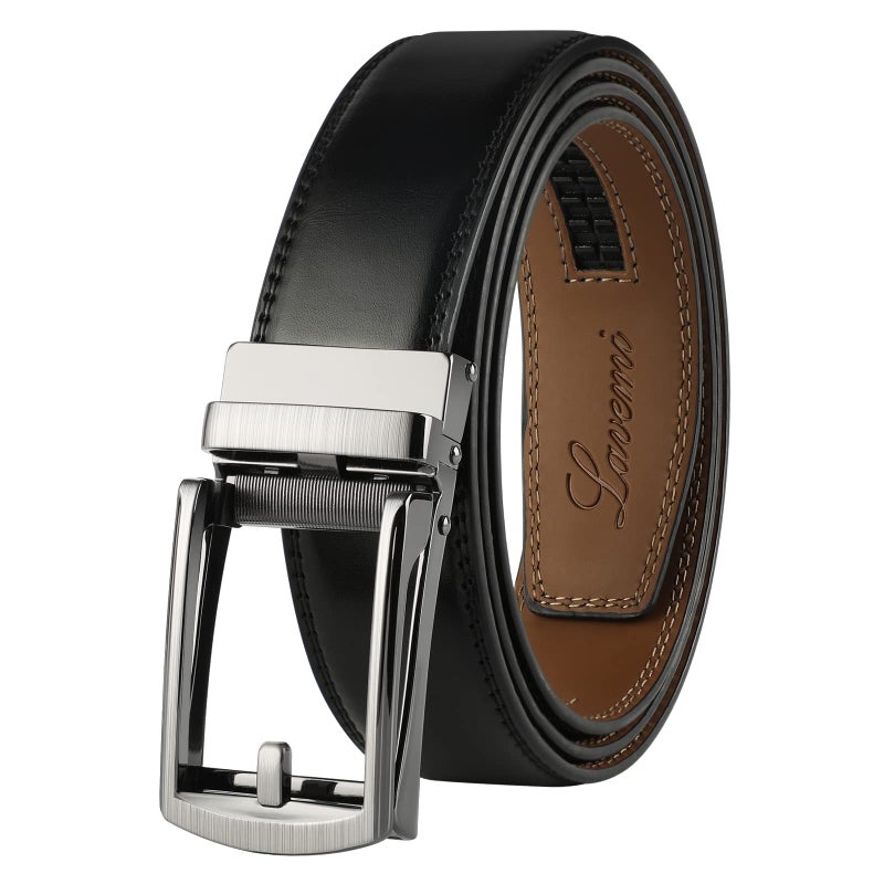 Lavemi Men's Real Leather Ratchet Dress Casual Belt, Cut to Exact Fit,Elegant Gift Box(36-222447 Black 44") - Image 1